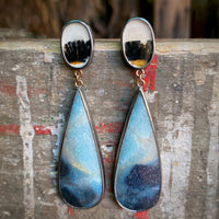 Lazulite and Agate Earrings